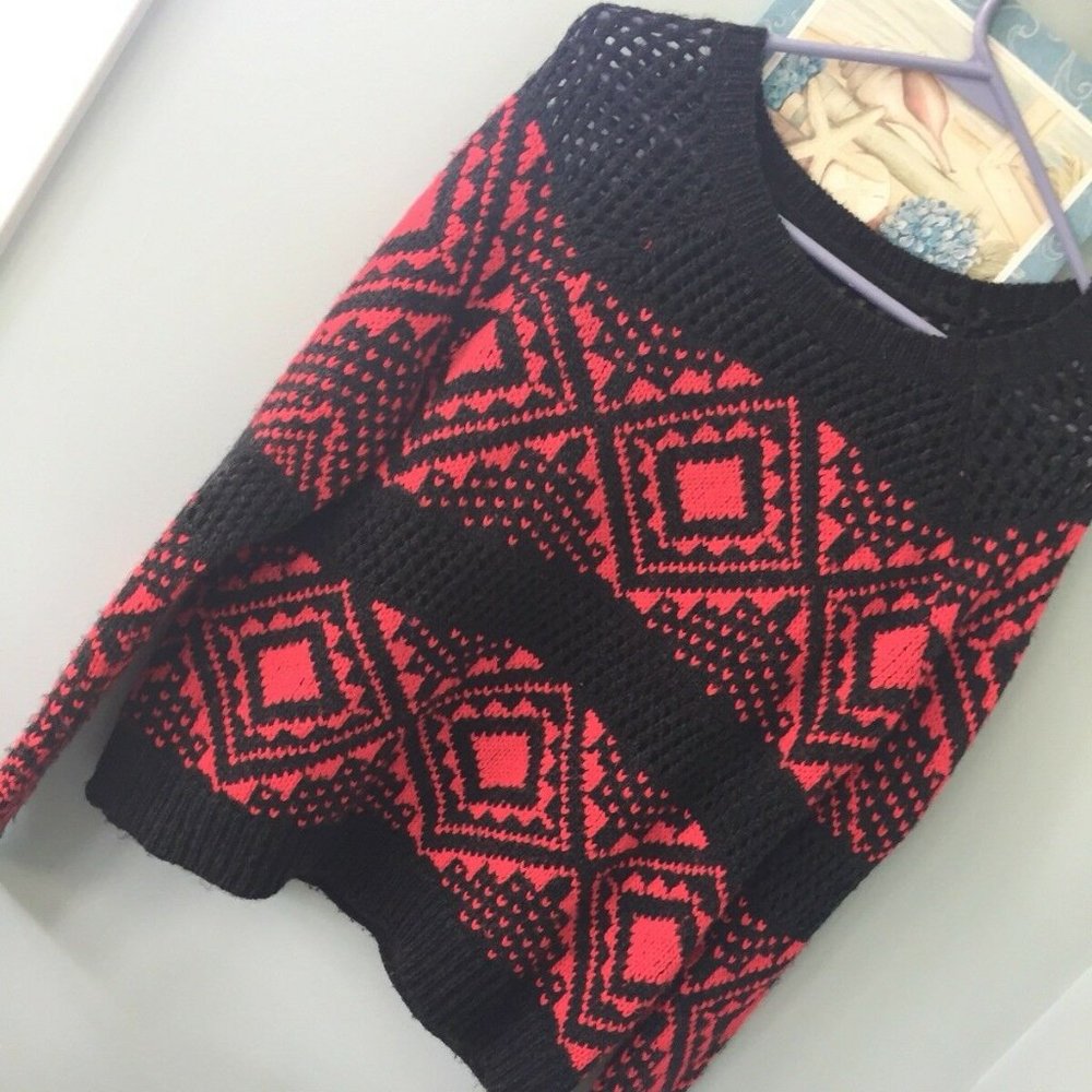 AMERICAN EAGLE SWEATER Black/Charcoal Grey/Coral-M